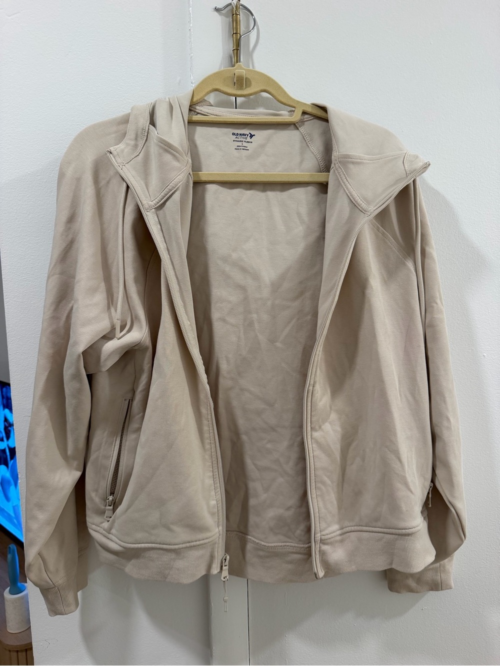 Old Navy Neutral Beige Zip-Front Bomber Hoodie